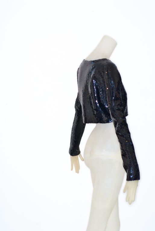 Stephen Sprouse Black Sequin Crop Top