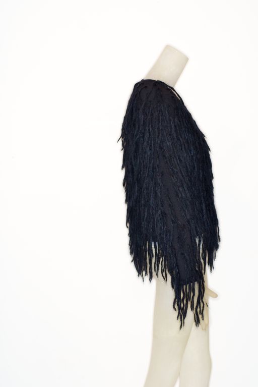Stephen Sprouse Black Hair Fringe Sweater