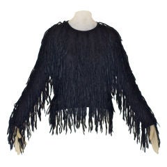 Retro Stephen Sprouse Black Hair Fringe Sweater