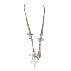 Stephen Sprouse Steling Silver and Lucite Cross Necklace