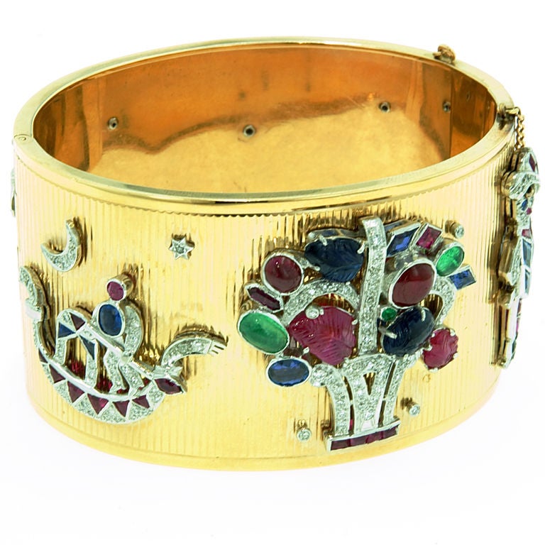 Gold  Cuff Charm Bracelet For Sale