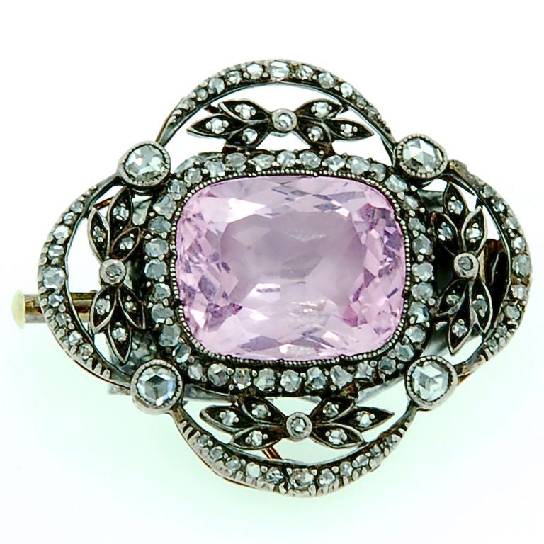 Antique Morganite Pendant/ Brooch For Sale