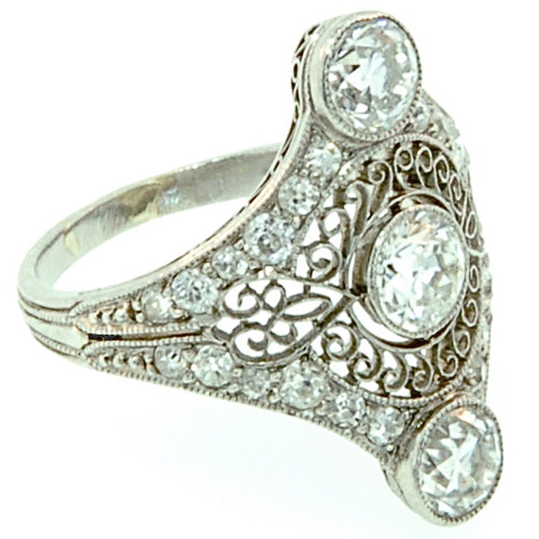 3 Stone Edwardian Ring For Sale