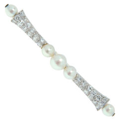 Vintage Cartier, Paris  Diamond and Pearl Bar pin