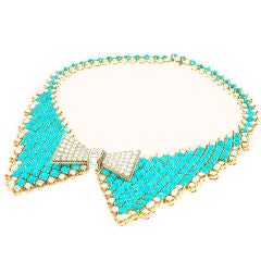 Turquoise and Diamond Collar Necklace