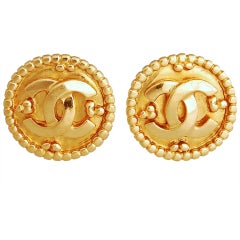 Chanel Small Round Pebbled Earrings