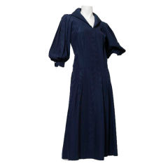 1980s Jean Muir Indigo A-line Dress
