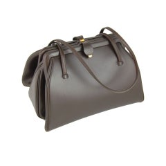 1970s Judith Leiber Chocolate Brown Leather Evening Bag