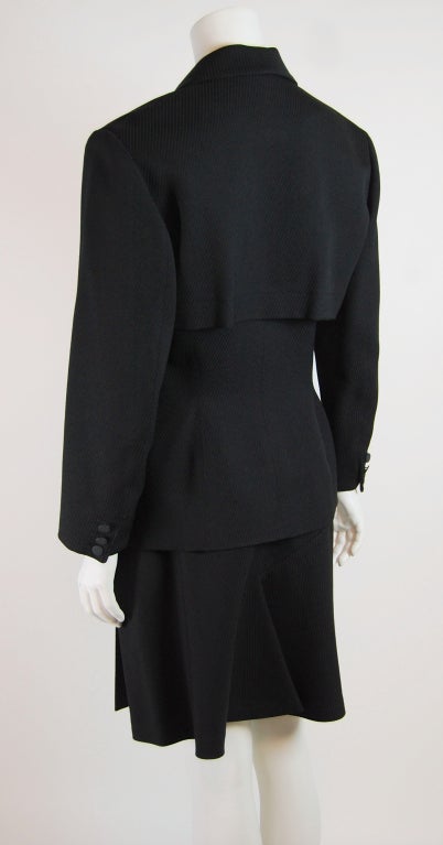 1990s Azzedine Alaïa Diagonal Ribbed Skirt Suit For Sale 1
