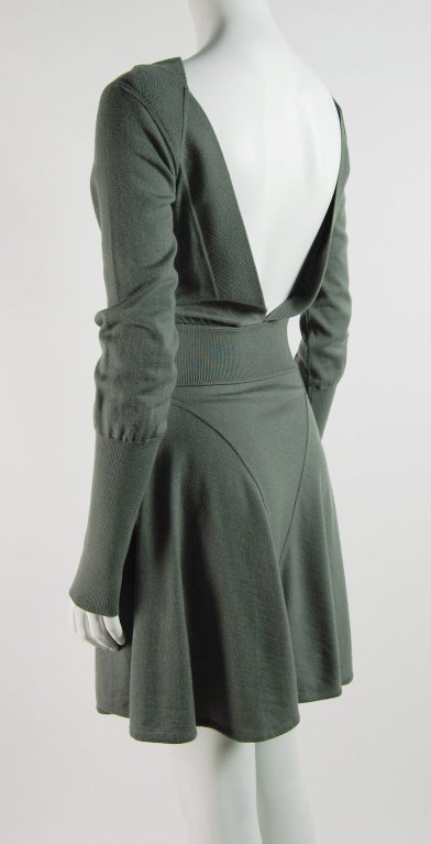 Women's 1990s Azzedine Alaïa Moss Green Open Back Dress For Sale
