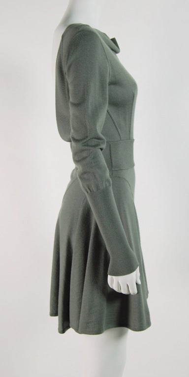 1990s Azzedine Alaïa Moss Green Open Back Dress For Sale 1