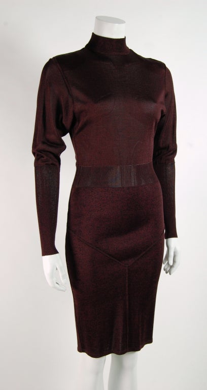 1990s Azzedine Alaïa Bugundy Bodycon Dress