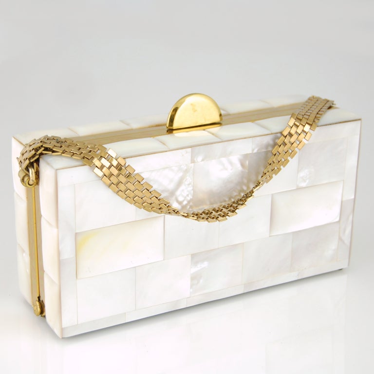 1950's Dorset Mother-of-Pearl Minaudière Purse For Sale 2