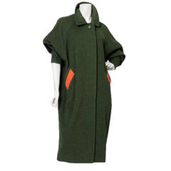 1980s Hermes Forest Green Wool Coat