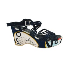 Chanel Printed Wedge Sandals