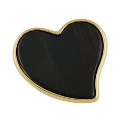 Vintage Yves Saint Laurent Ebony Heart Brooch