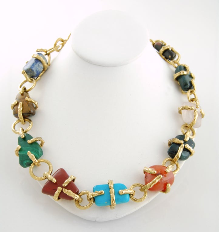 Women's 1980's Yves Saint Laurent Semi-Precious Stones Necklace