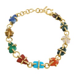 Vintage 1980's Yves Saint Laurent Semi-Precious Stones Necklace