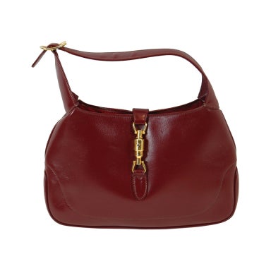 GUCCI Bag. Vintage Gucci Jackie 1961 Dark Red Leather Shoulder 