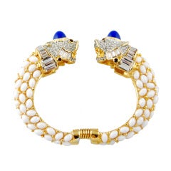 Vintage Kenneth Jay Lane Jeweled Lion
s Head Bracelet