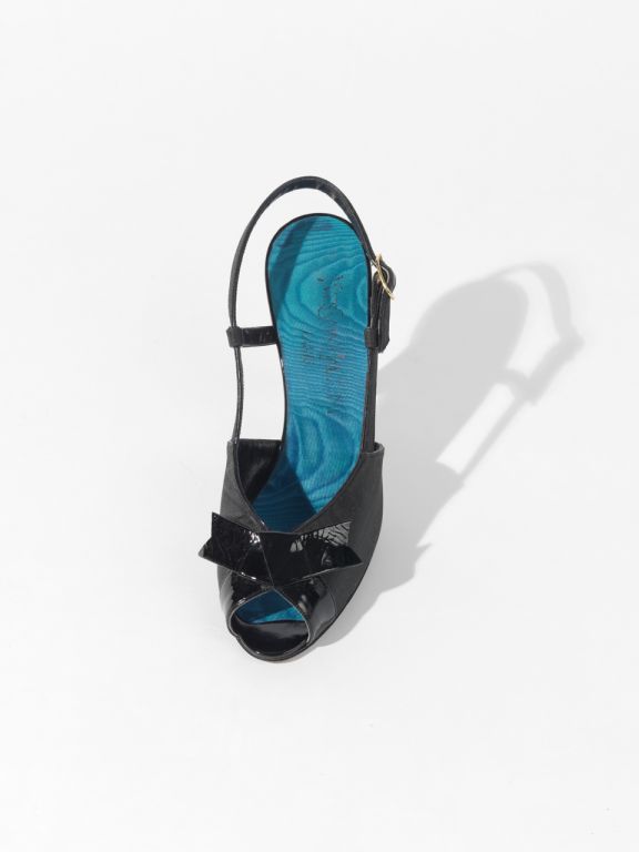 Yves Saint Laurent Black Satin Peep-Toe Sandals
