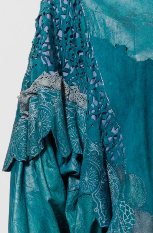 Roberto Cavalli Azure Pieced Suede & Leather Jacket