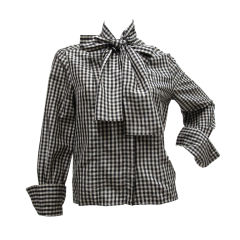 Vintage Chanel Checked Blouse with Bow