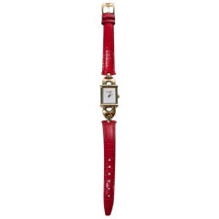 Vintage Gucci Red Leather Ladies' Wristwatch