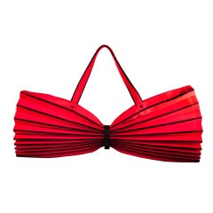Issey Miyake Large Red Pleated Accordion Bag
