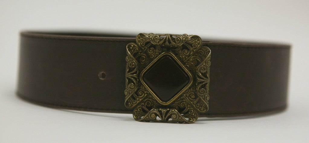Women's 1960's  Gucci brown leather belt For Sale