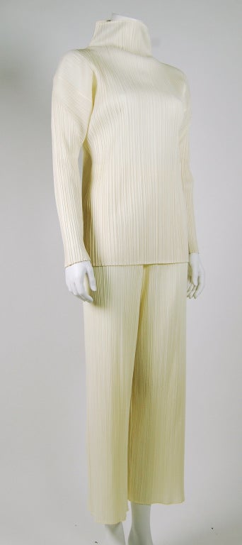 In 1993, the line PLEATS PLEASE ISSEY MIYAKE was born. The label offered clothing as a product that was easy to to wear, care for and to travel with; PLEATS PLEASE ISSEY MIYAKE was elegant, yet practical, translating effortlessly from work to play