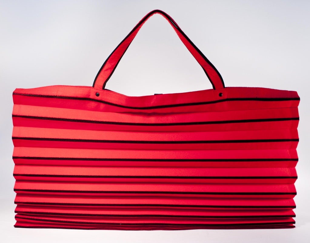 Issey Miyake Large Red Pleated Accordion Bag 1