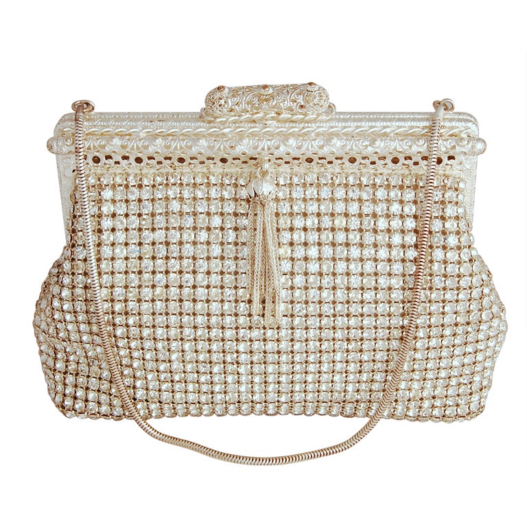 1960's Pronged Rhinestone Opera Bag For Sale