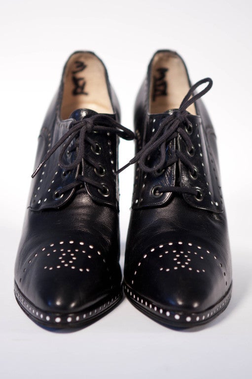 Chanel 90's Dotted Spectator High Heel Oxfords 2