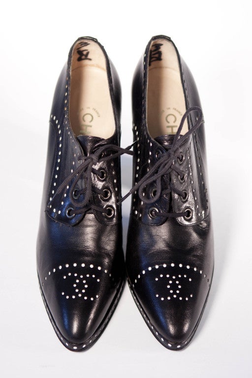 Chanel 90's Dotted Spectator High Heel Oxfords 3