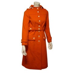 Vintage 1970's Courreges Numbered Orange Coat xs