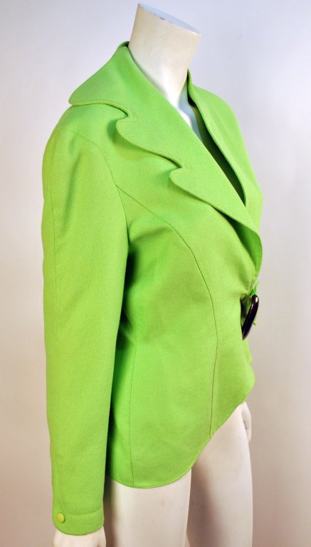 Circa 1980's Thierry Mugler Asymmetrical Neon Jacket Paris For Sale 1