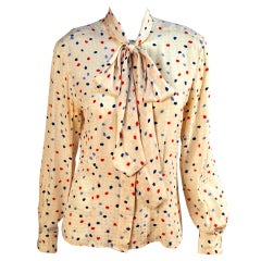 Christian Dior Spotted Silk Blouse Sz.4 Separates Big Bow