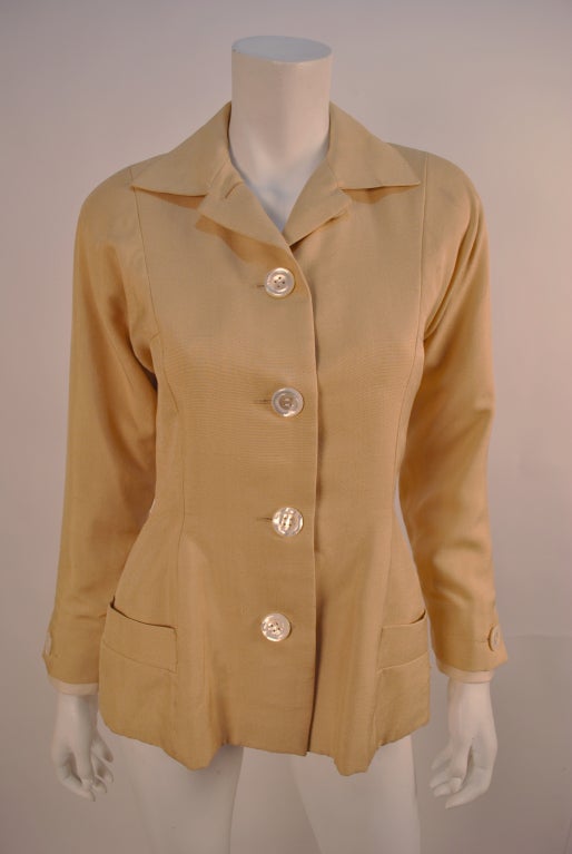 Vintage Geoffrey Beene camel coloured linen suit jacket