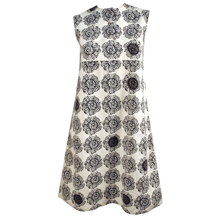 Dated 1963 Marimekko Printed Shift Dress Finland Small For Sale