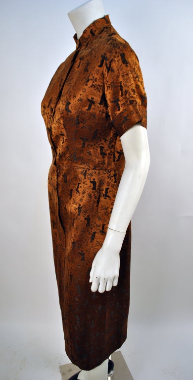 Women's 1950's Ceil Chapman Oriental Brocade Asian Inspired Dress For Sale