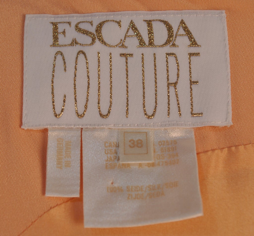 Vintage Escada Soft Peach Silk Bow Empire Waisted Dress For Sale 3