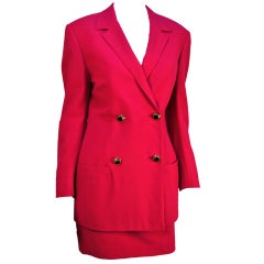 1980's Gianni Versace fushia pink double breasted power suit