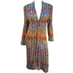 Retro Missoni rainbow knit button down sweater dress