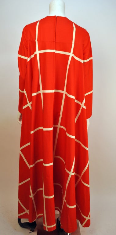 Women's Vintage Vuokko graphic print red and white checkered maxi dress For Sale