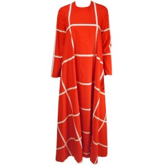 Vintage Vuokko graphic print red and white checkered maxi dress