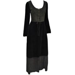 Prada Black velvet & suede laced up bodice dress