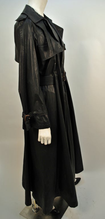 Women's Jean Paul Gaultier 'FEMME' black maxi length trench coat For Sale