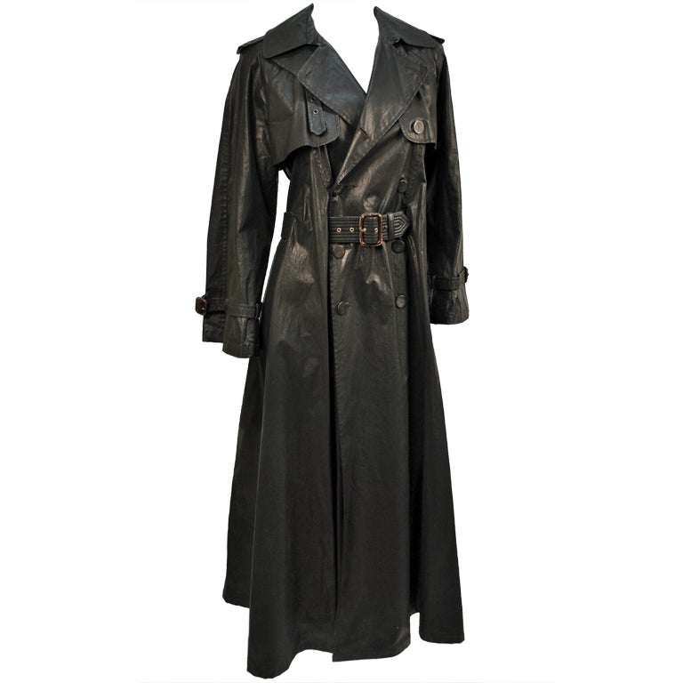 Jean Paul Gaultier 'FEMME' black maxi length trench coat For Sale