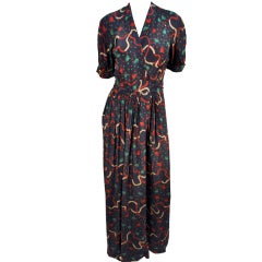 Vintage 1970's Ossie Clark Rayon Wrap Dress Birtwell Print!